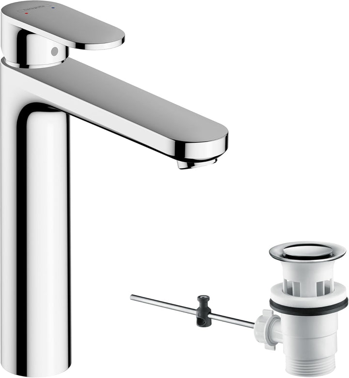 hansgrohe Vernis Blend - Waschtischarmatur mit Zugstangen-Ablauf, Wasserhahn Bad mit Auslauf Höhe 19