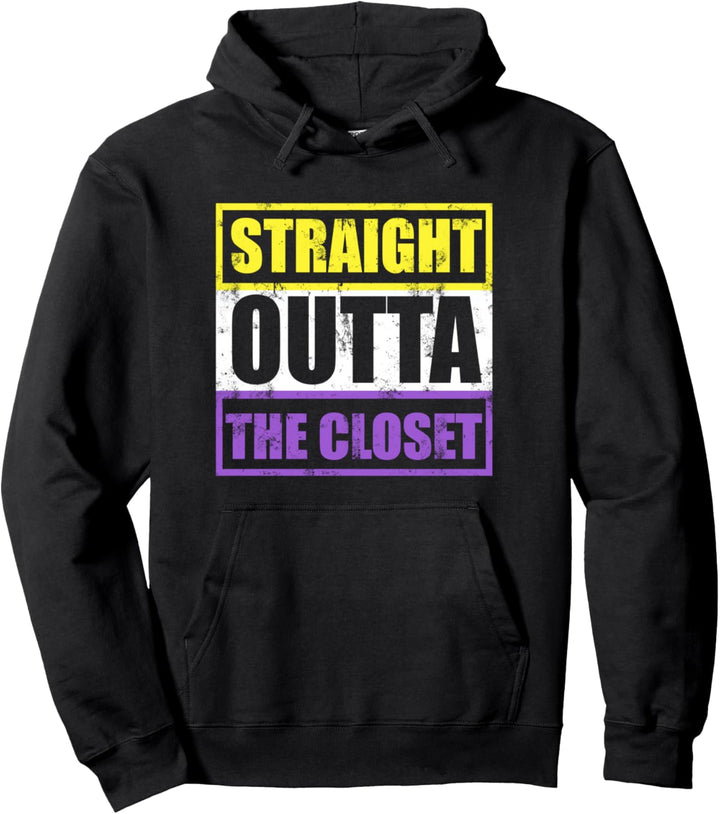 Straight Outta the Closet LGBT Non Binary Pullover Hoodie
