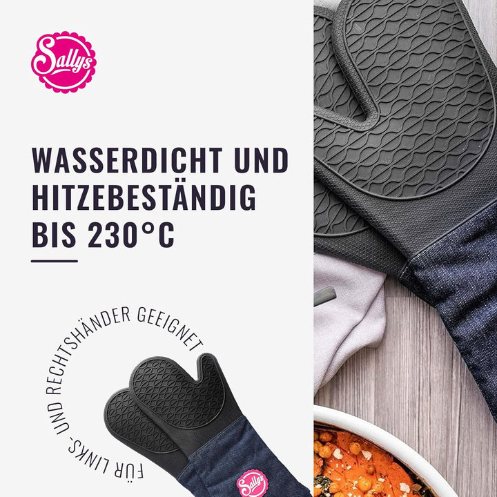 Sallys Premium Backhandschuhe - Hitzebeständige Ofenhandschuhe für sicheres Backen und Kochen bis 23