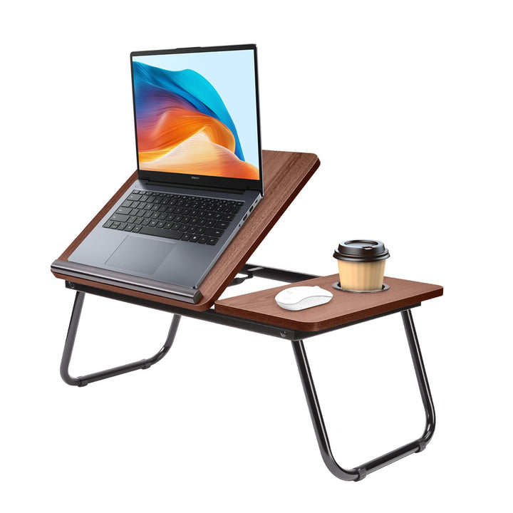 Klappbarer Laptoptisch Höhenverstellbar Lapdesk Notebooktisch mit Neigung Getränkehalter Laptop Tisc