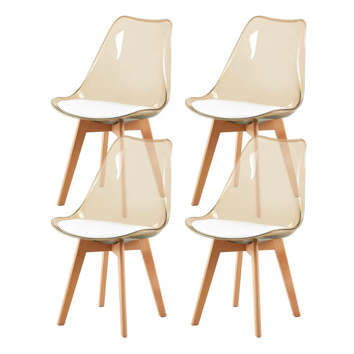 EGGREE 4er-Set Skandinavische SGS-geprüfte Esszimmerstühle, 4 Braune Transparente Küchenstühle mit M