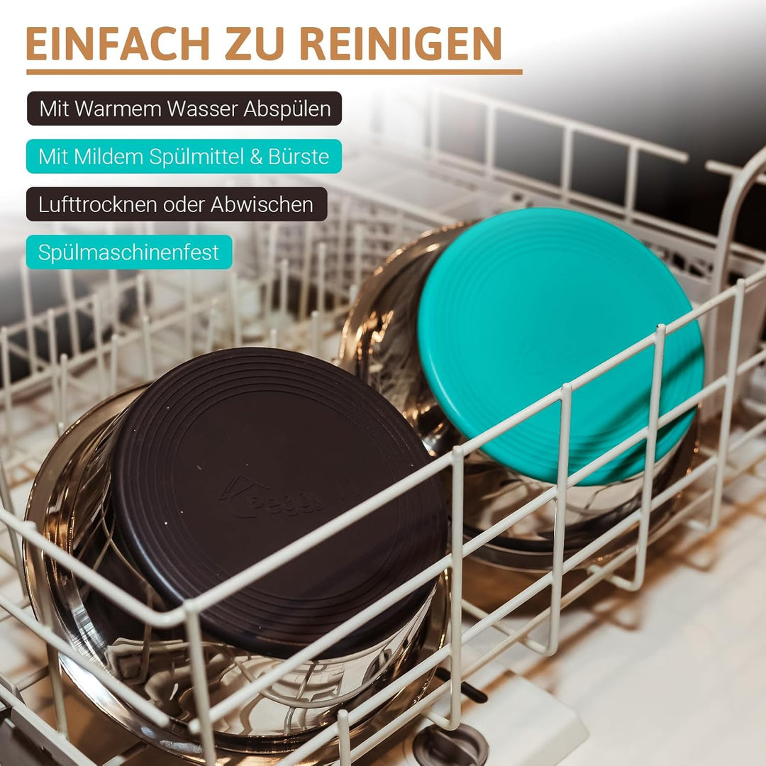 PEGGY11 Tiefer Hundenapf aus Edelstahl mit rutschfestem Silikon, 2er Pack, 1,92L, Futternapf und Tri