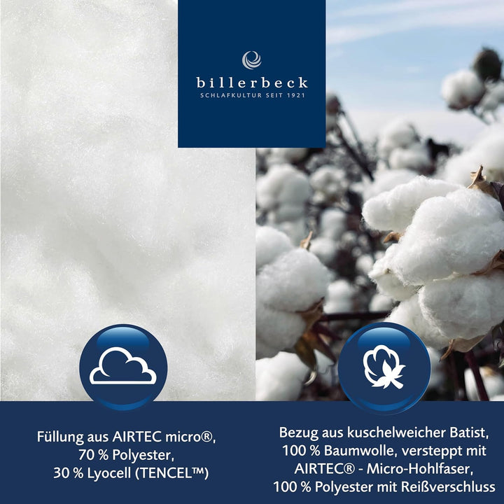 Billerbeck Faserkissen | Belair | 40 x 60 cm | atmungsaktiv | 100% Baumwolle | bis 60° C waschbar 1