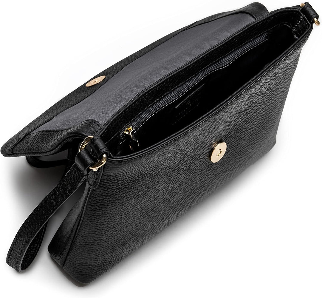 Lazarotti Bologna Leder Umhängetasche Damen | verstellbarer Schulterriemen | mittelgrosse Crossbody