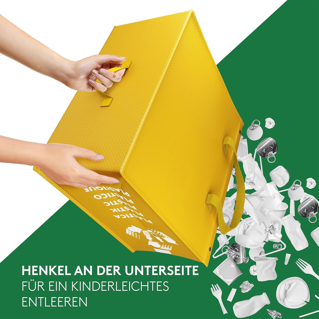 PTMS® Mülleimer 3 Fächer - Mülltrennsystem für Papier, Glas und Plastik - Umweltfreundliche Recyclin