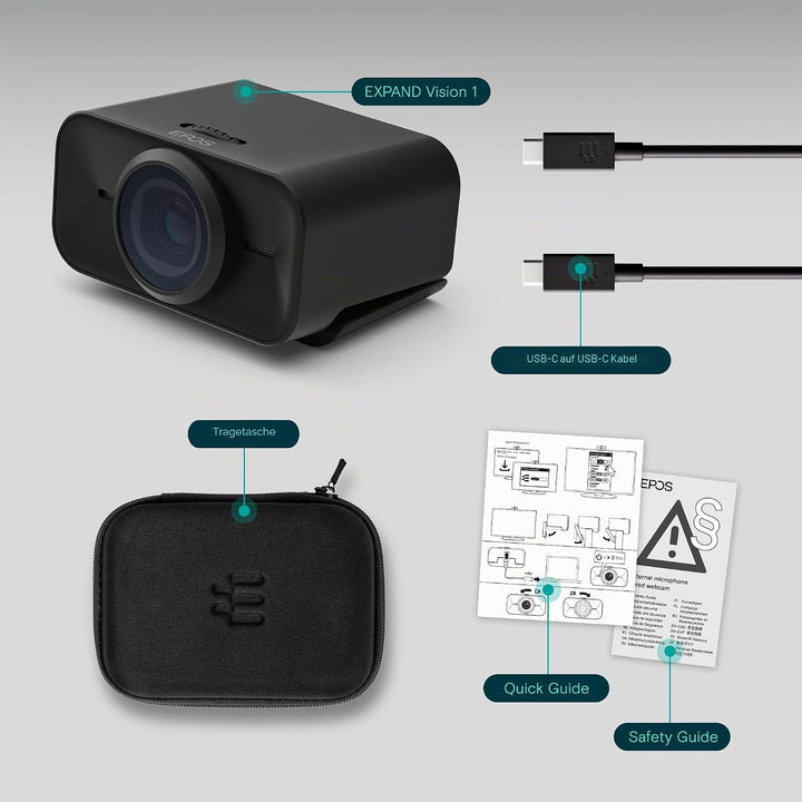 EPOS Expand Vision 1, 4k USB Webcam Microsoft Teams und Zoom Zertifiziert mit Noise Canceling Mikrof