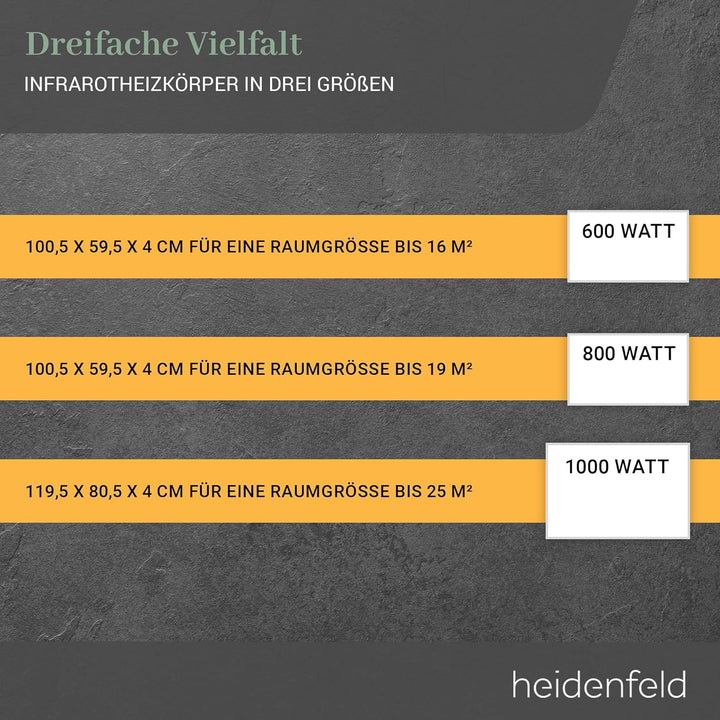Heidenfeld Infrarotheizung HF-HP110 | 𝟭𝟬 𝐉𝐀𝐇𝐑𝐄 𝐆𝐀𝐑𝐀𝐍𝐓𝐈𝐄 - App Steuerung - 1000 Watt - 13-25 m² - Inf