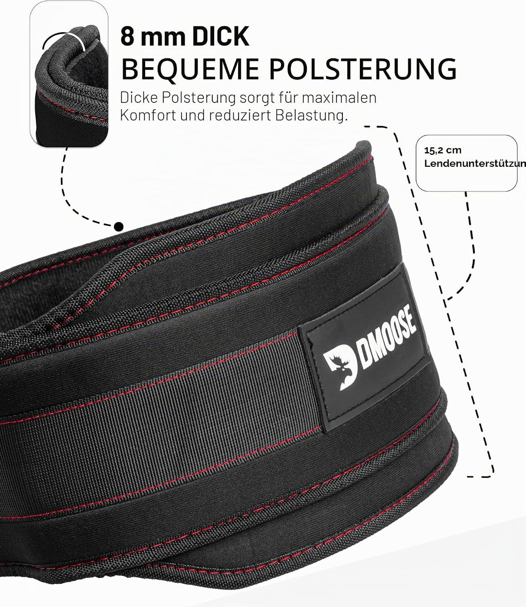 DMoose Fitness Premium Dip Gürtel mit Kette 36" Heavy Duty Stahlkette, Comfort Fit Neopren, Double S