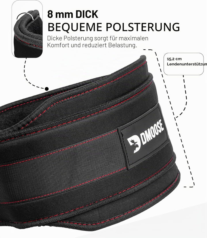 DMoose Fitness Premium Dip Gürtel mit Kette 36" Heavy Duty Stahlkette, Comfort Fit Neopren, Double S