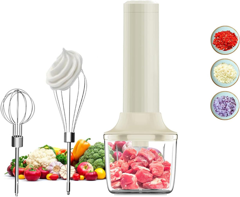 Elektrischer Rührgerät Handmixer Set: Kabelloses Handrührgerät mit Edelstahl-Schneebesen, Multizerkl