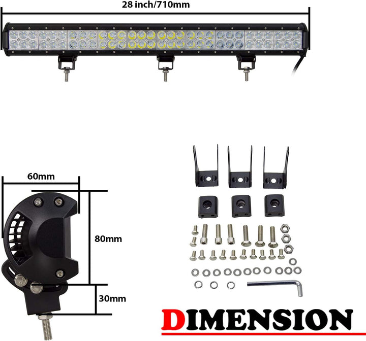SKYWORLD led zusatzscheinwerfer bar, Zweireihiges wasserdicht 28 Zoll 71cm 180W Scheinwerfer Flutlic