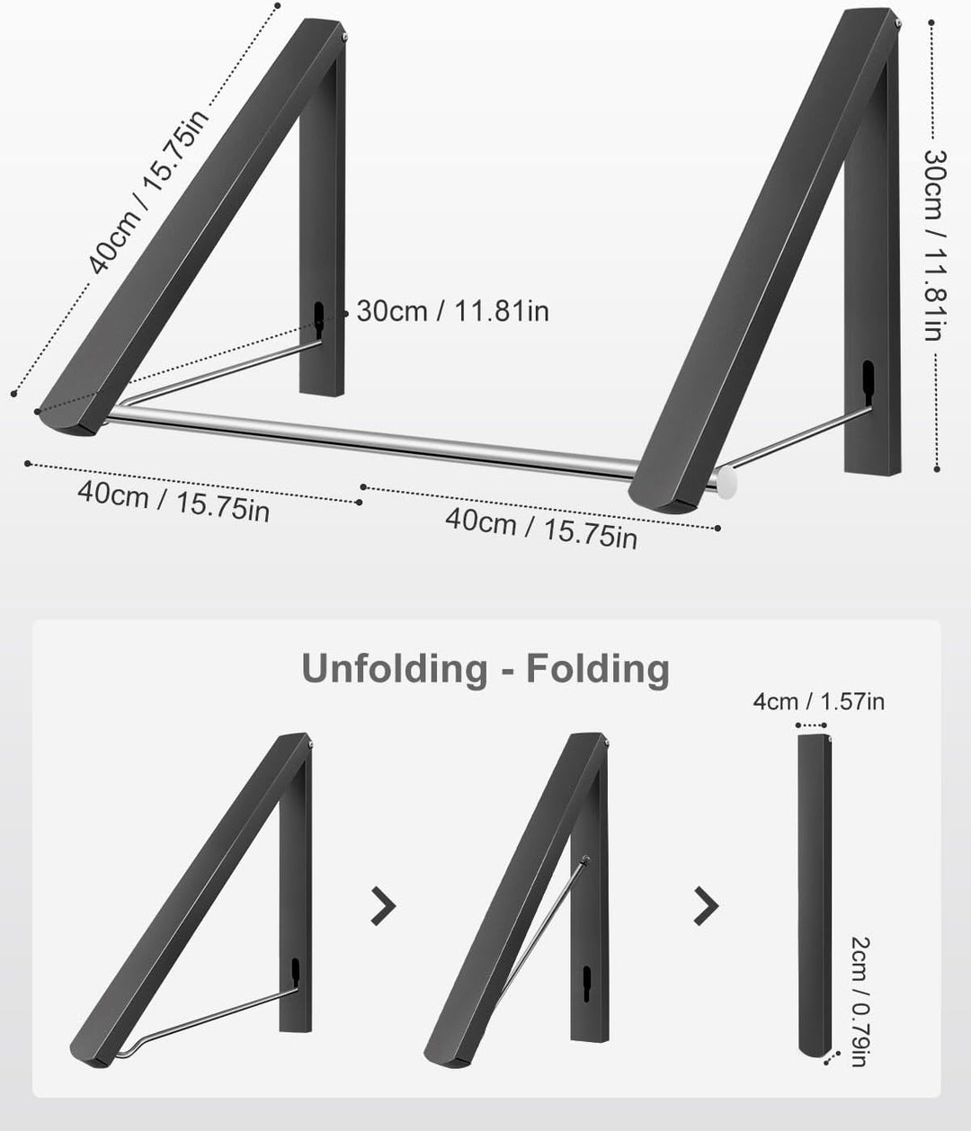 LIVEHITOP Kleiderhaken Wand, Kleiderstange Wandmontage Aluminum Stabilisieren Kleiderlüfter Klappbar