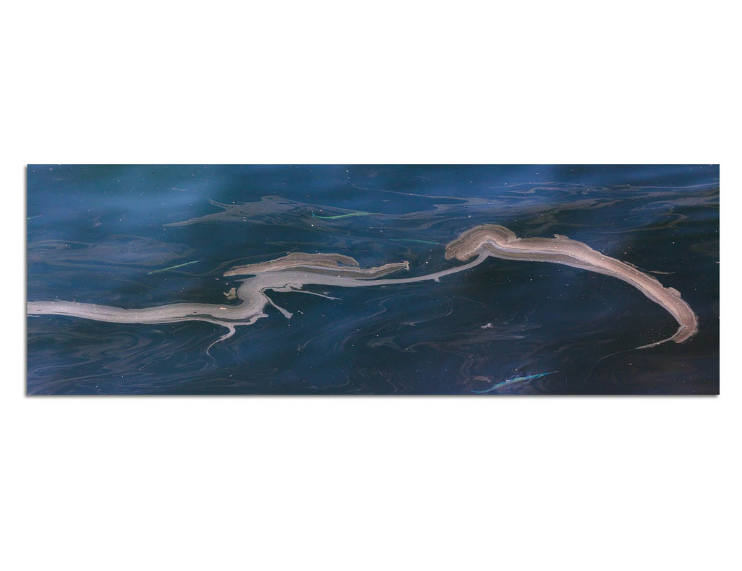 Paul Sinus Art Panoramabild auf Leinwand und Keilrahmen 150x50cm Meer Wasser Öl Schlieren