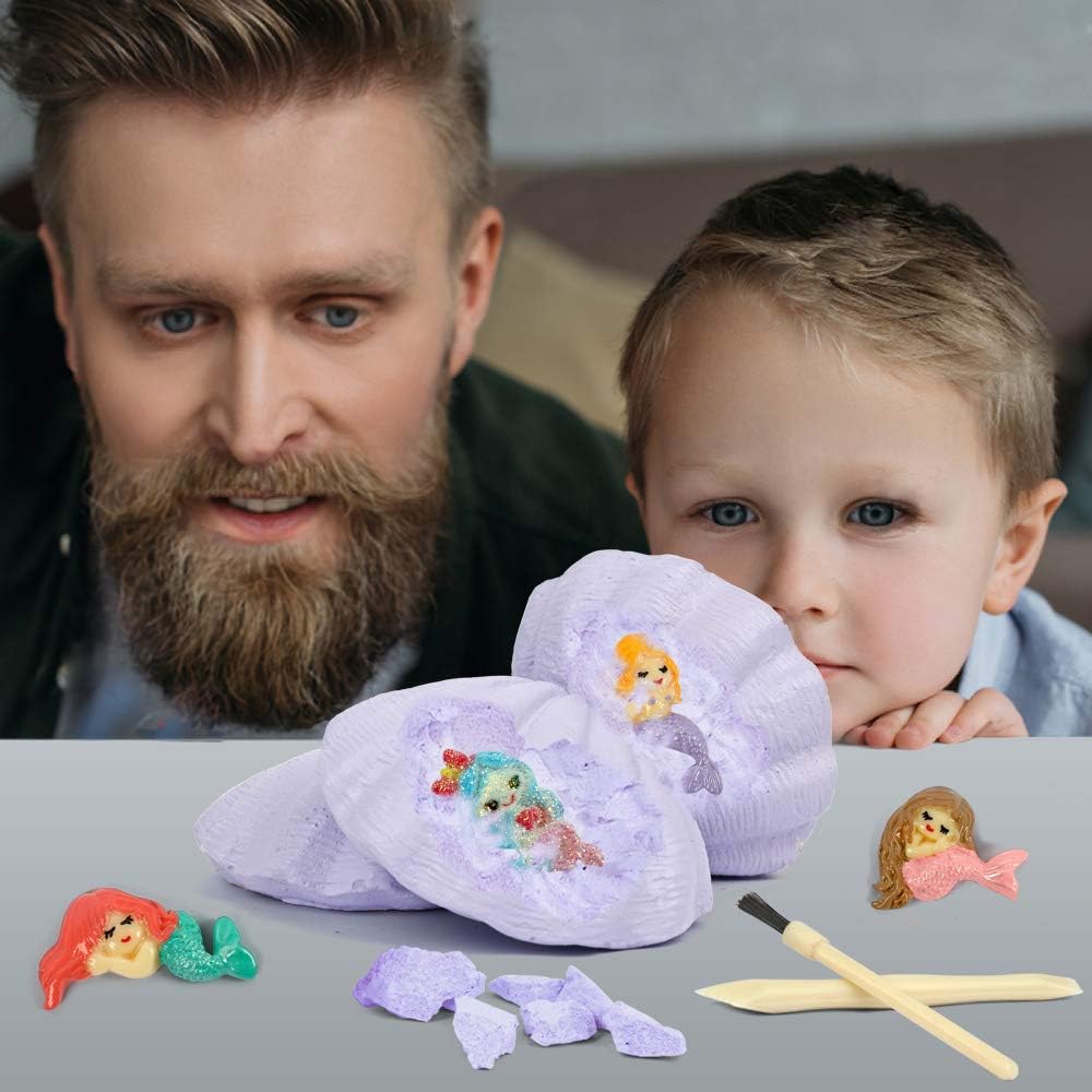 Byncceh Meerjungfrau Ausgrabungsset für Kinder-Grosses Schatzkiste Ausgrabungsset mit 12 Meerjungfra