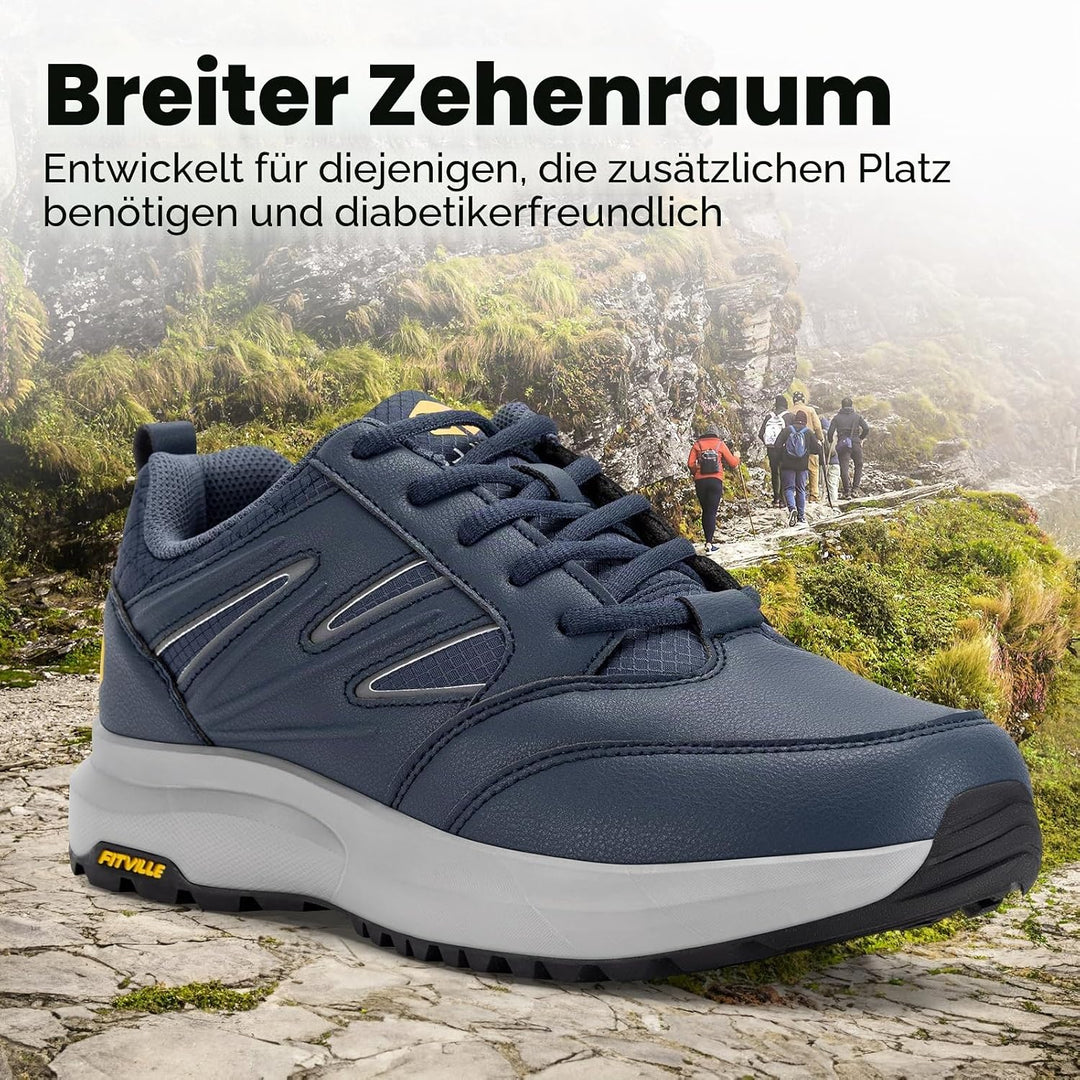 FitVille Extra Weit Wanderschuhe Herren Wasserdicht Wanderhalbschuhe rutschfest Trekkingschuhe für A