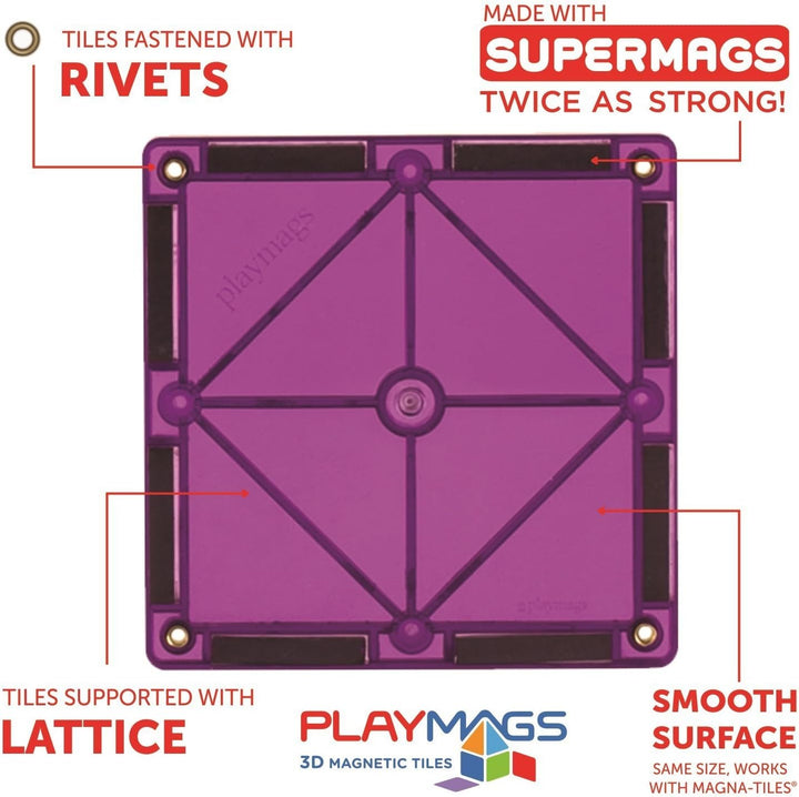 Playmags Starter Kit - 30 Stück Squares Set: Jetzt mit stärkeren Magneten, Robust, Super-Durable Mag