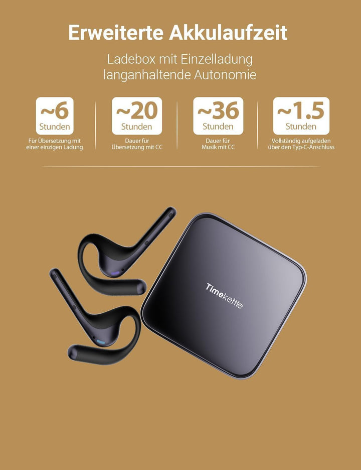 Timekettle W4 Pro Al Übersetzer Kopfhörer, Bidirektionale Simultanübersetzung, Übersetzungsgerät unt