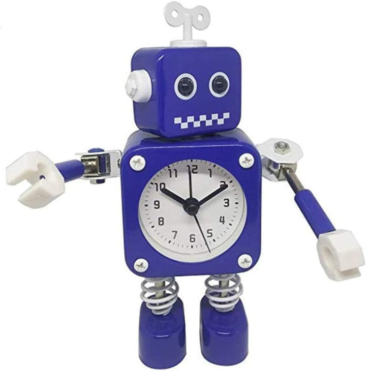 Diskary Roboter Wecker,Nicht tickende Wecker mit blinkenden Augen Lichtern und drehbarem Arm,Geschen