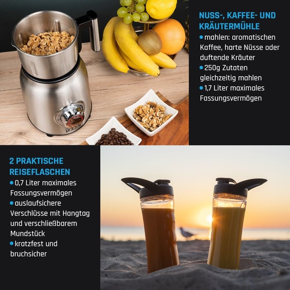 Yoer Titano JB03S, Standmixer, 1800W, 4-in-1, 2,4L Glasbehälter, Automatikprogramme, Edelstahl INOX,