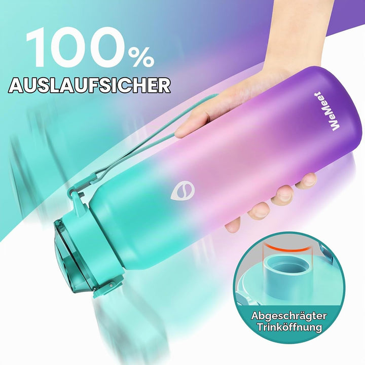 WEMEET Thermosflasche Edelstahl 1 Liter mit Abnehmbare Strohhalm, [18/10 Edelstahl] Trinkflaschen mi