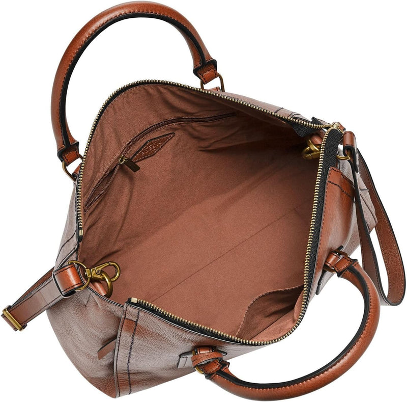 Fossil Damen Parker Eco Leder Schulranzen, 33cm L x 14cm B x 24.5cm H Brown, Brown