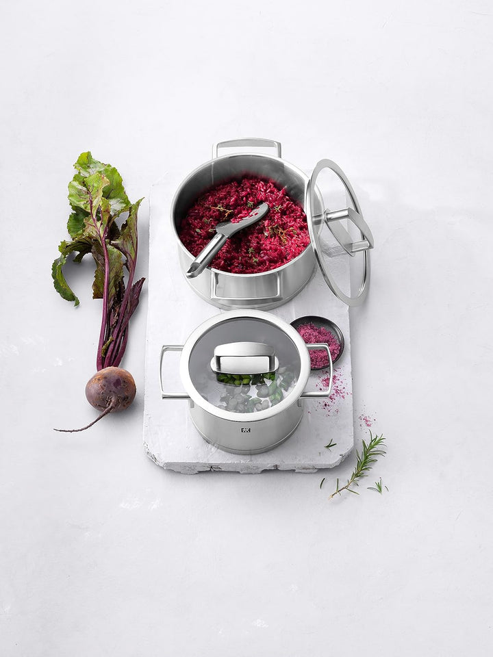 ZWILLING Vitality Kochtopf-Set mit Pfanne, 3-teilig, 1 Deckel, Induktionsgeeignet, Edelstahl, Silber
