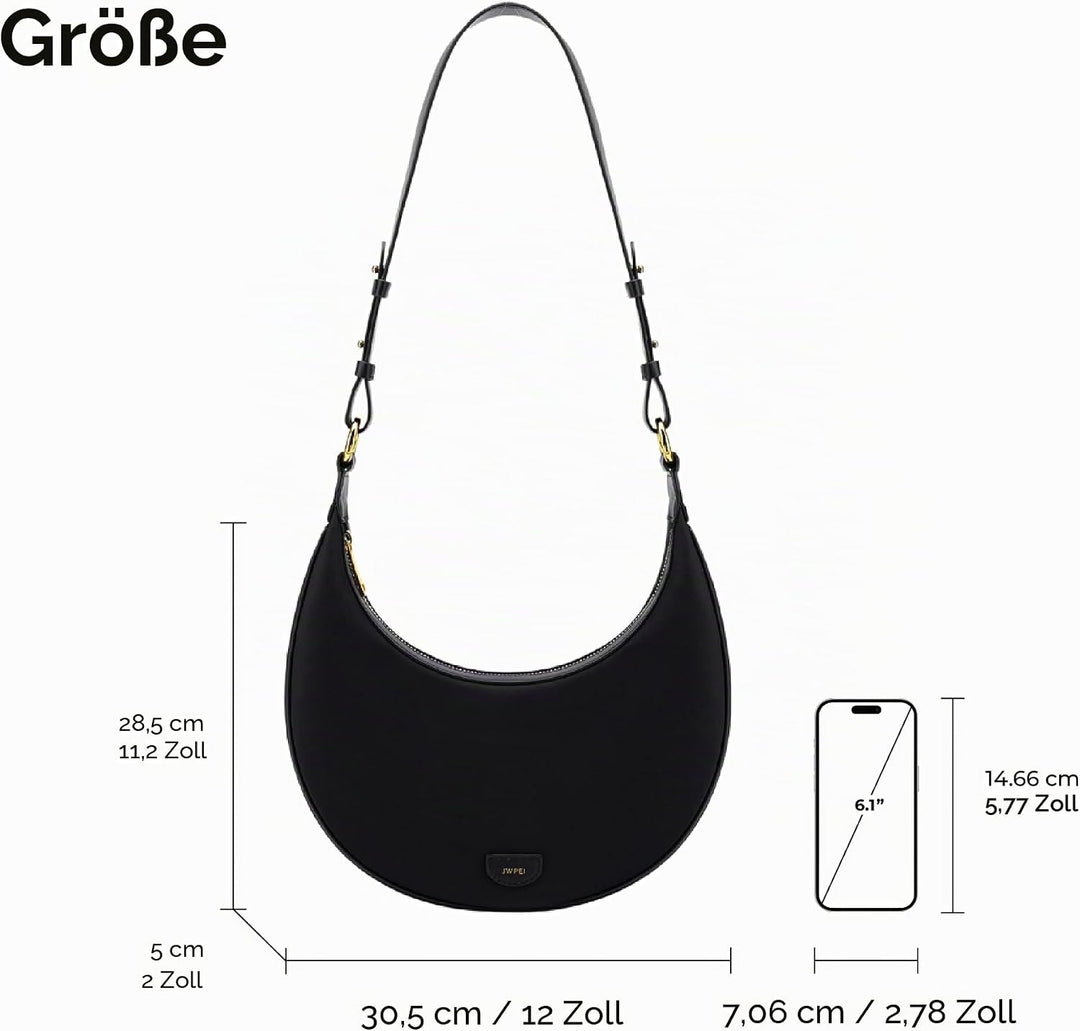 JW PEI Damen Tessa Crushed Umhängetasche Schwarz Nylon, Schwarz Nylon