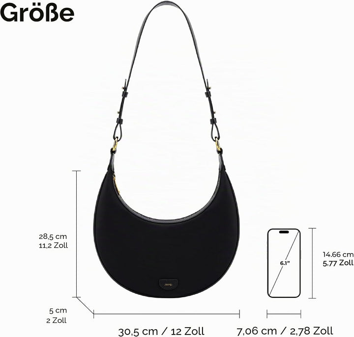 JW PEI Damen Tessa Crushed Umhängetasche Schwarz Nylon, Schwarz Nylon