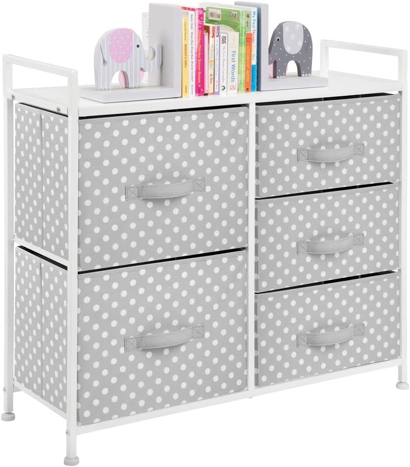 mDesign Kommode mit 5 Schubladen – breiter Schubladenschrank fürs Kinderzimmer – Kleiderkommode mit
