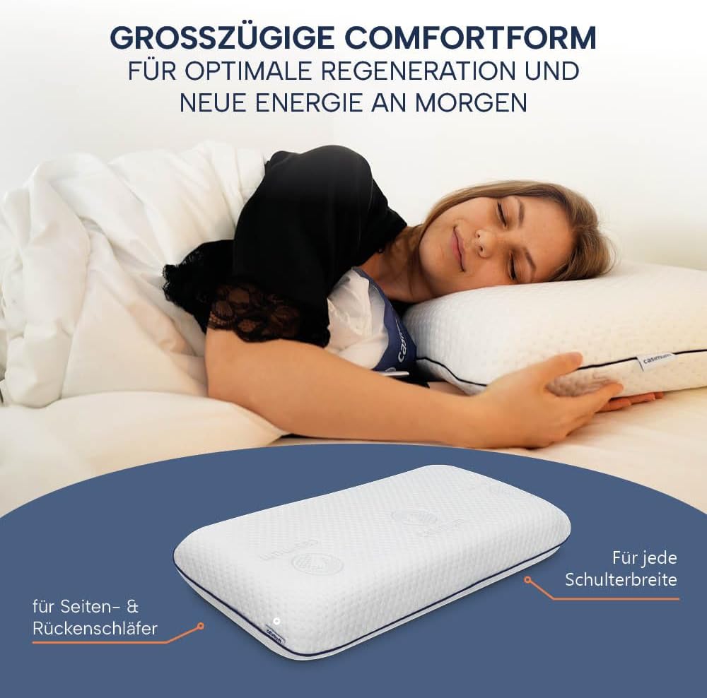 Ergonomisches Visco Nackenstützkissen für Seitenschläfer &amp; Rückenschläfer. Orthopädisches Nackenkiss