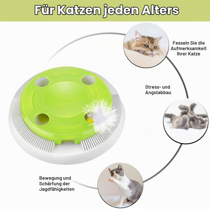 PETTOM Katzenspielzeug Elektrisch, Katzenspielzeug Selbstbeschäftigung Automatisch Batterieberieben,