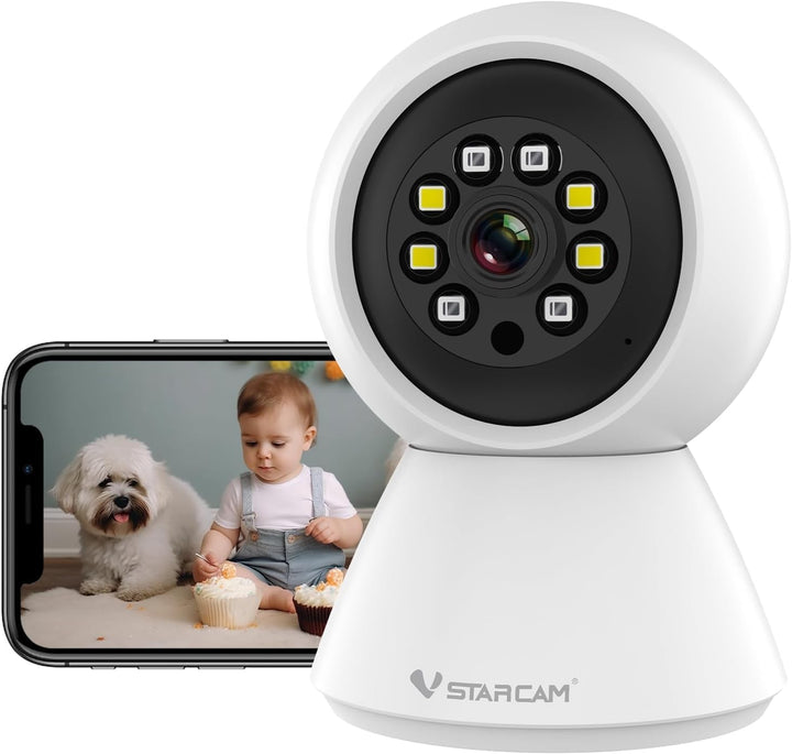 VSTARCAM WLAN Überwachungskamera Innen – 360° Pan/Tilt Kamera 3MP Full HD mit Nachtsicht, Bewegungse