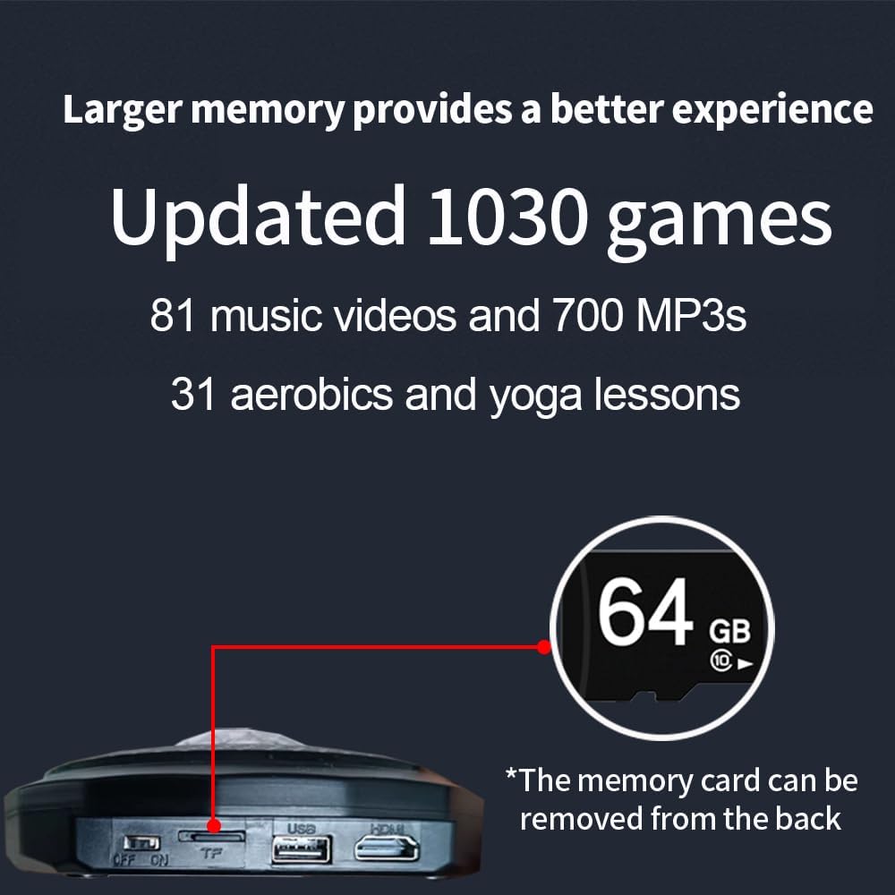 HDMI kabellose Doppel-Tanzmatte für Kinder & Erwachsene, mit Kamera & 64GB Speicher,1030 Spiele,650