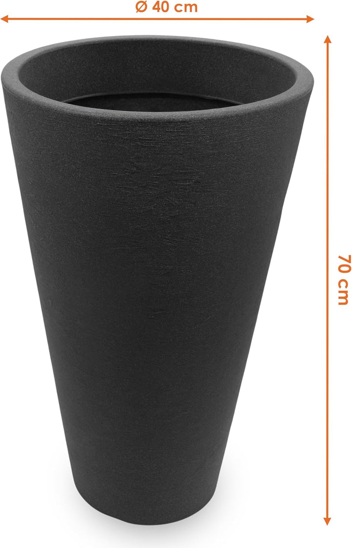 Spetebo XXL Pflanzsäule anthrazit konisch - 70x40 cm - Kunststoff Blumenkübel Pflanzkübel Blumentopf
