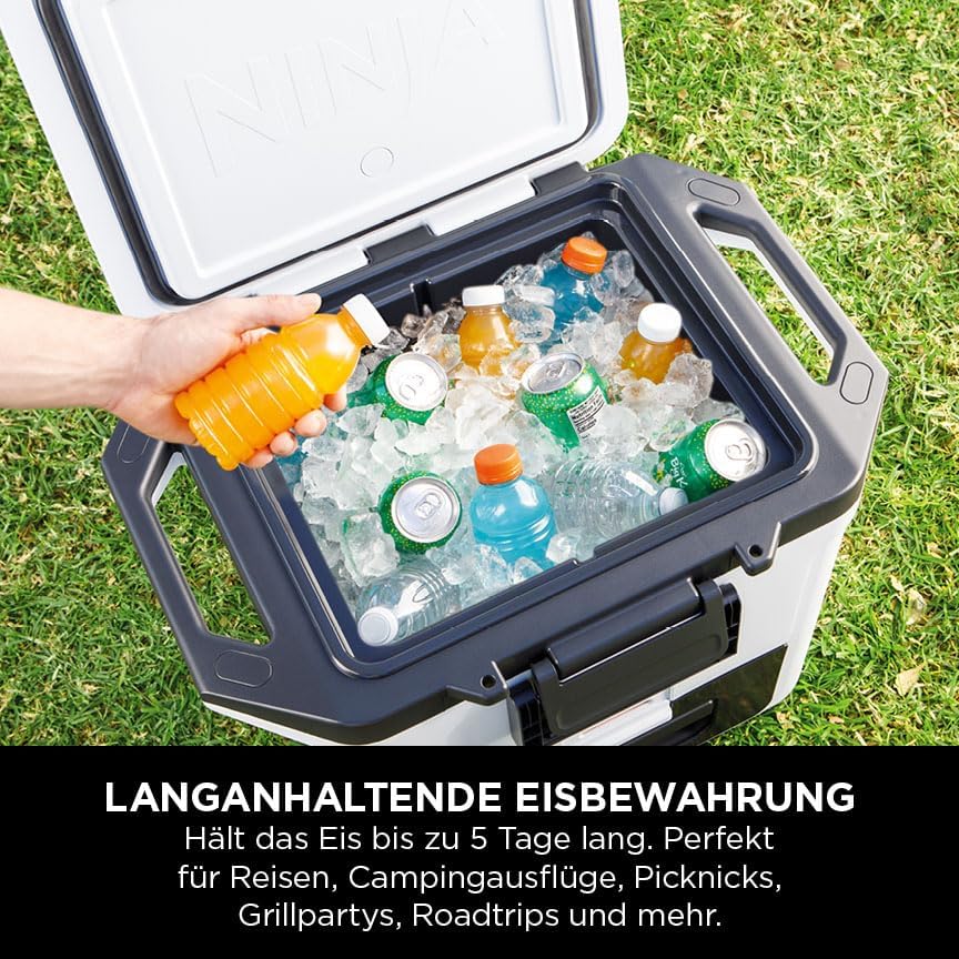 Ninja FrostVault Hard Cooler 28L, Premium isolierte Kühlbox, hält Eis bis zu 6 Tage, integrierte Tro