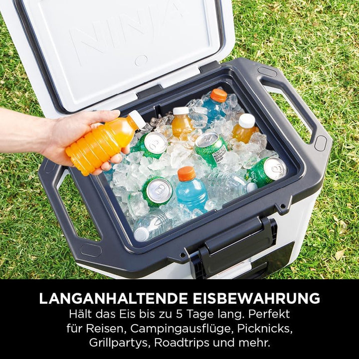 Ninja FrostVault Hard Cooler 28L, Premium isolierte Kühlbox, hält Eis bis zu 6 Tage, integrierte Tro