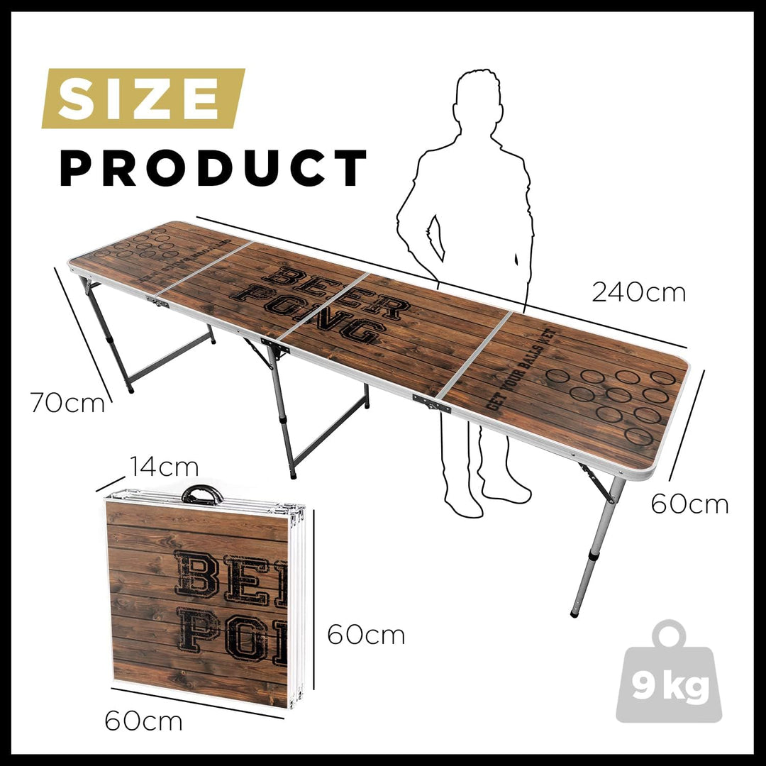 Beer Pong Original Cup® - Bierpong Tisch + 120 Becher + 6 Bälle - Zusammenklappbarer, transportabler