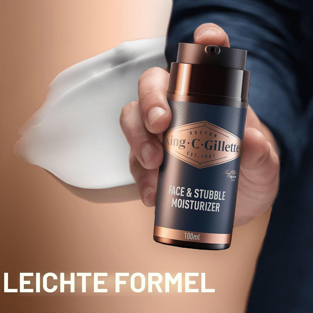 King C. Gillette Geschenkset mit Bart-, Gesichts- und Haarreiniger, 3 in 1, 350 ml und Bartcreme, 10