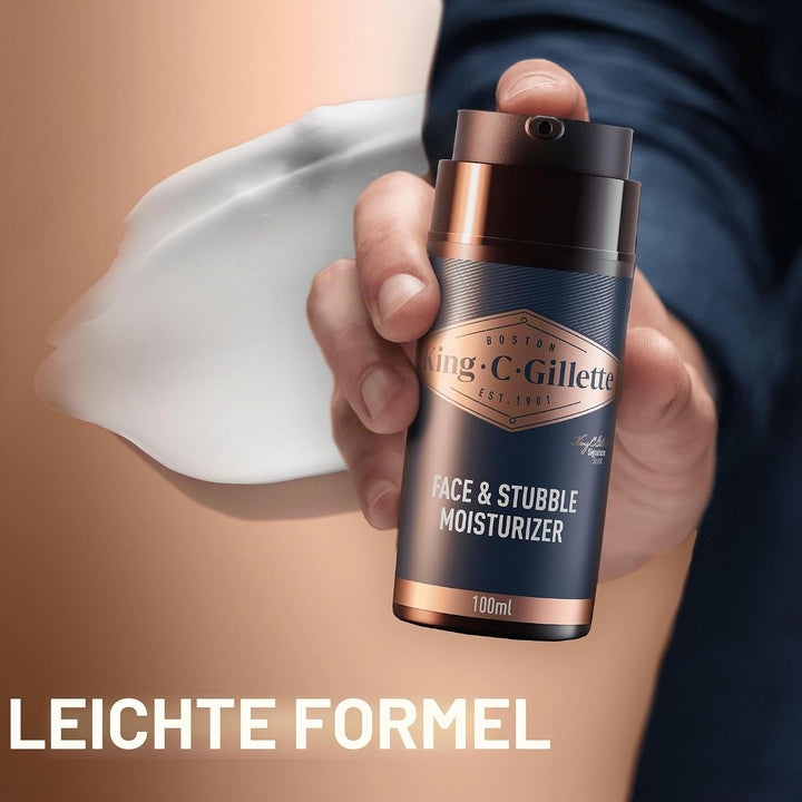 King C. Gillette Geschenkset mit Bart-, Gesichts- und Haarreiniger, 3 in 1, 350 ml und Bartcreme, 10