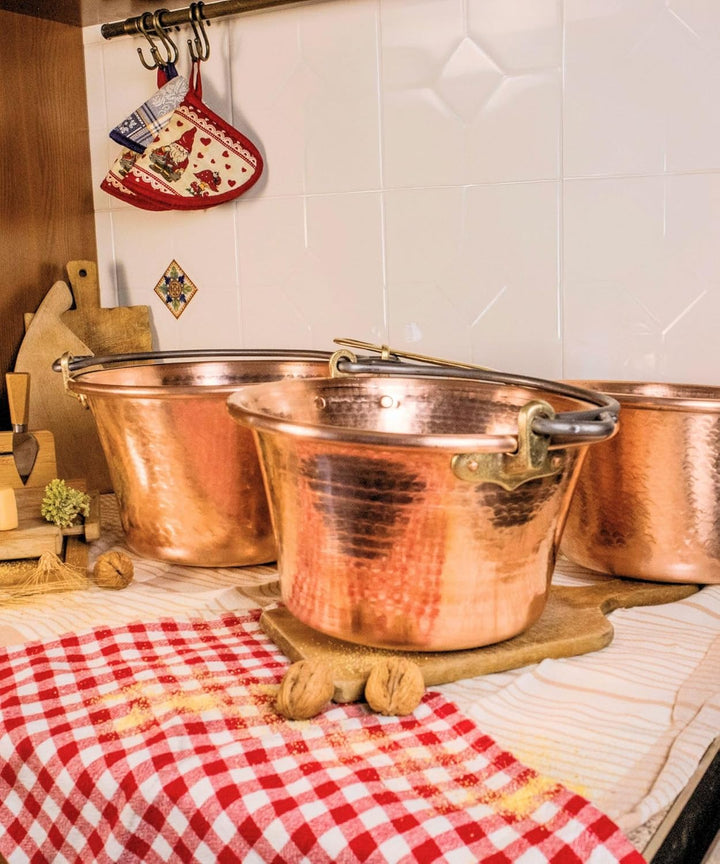 CREARTISTIC 100%Made in Italy – Kupferkessel für Polenta, Marmelade- 23cm Durchmesser - Gewölbter Gr