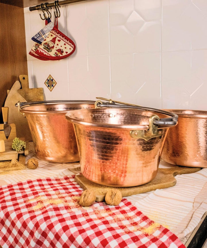 CREARTISTIC 100% Made in Italy – Kupferkessel für Polenta, Marmelade-37cm Durchmesser - Gewölbter Gr