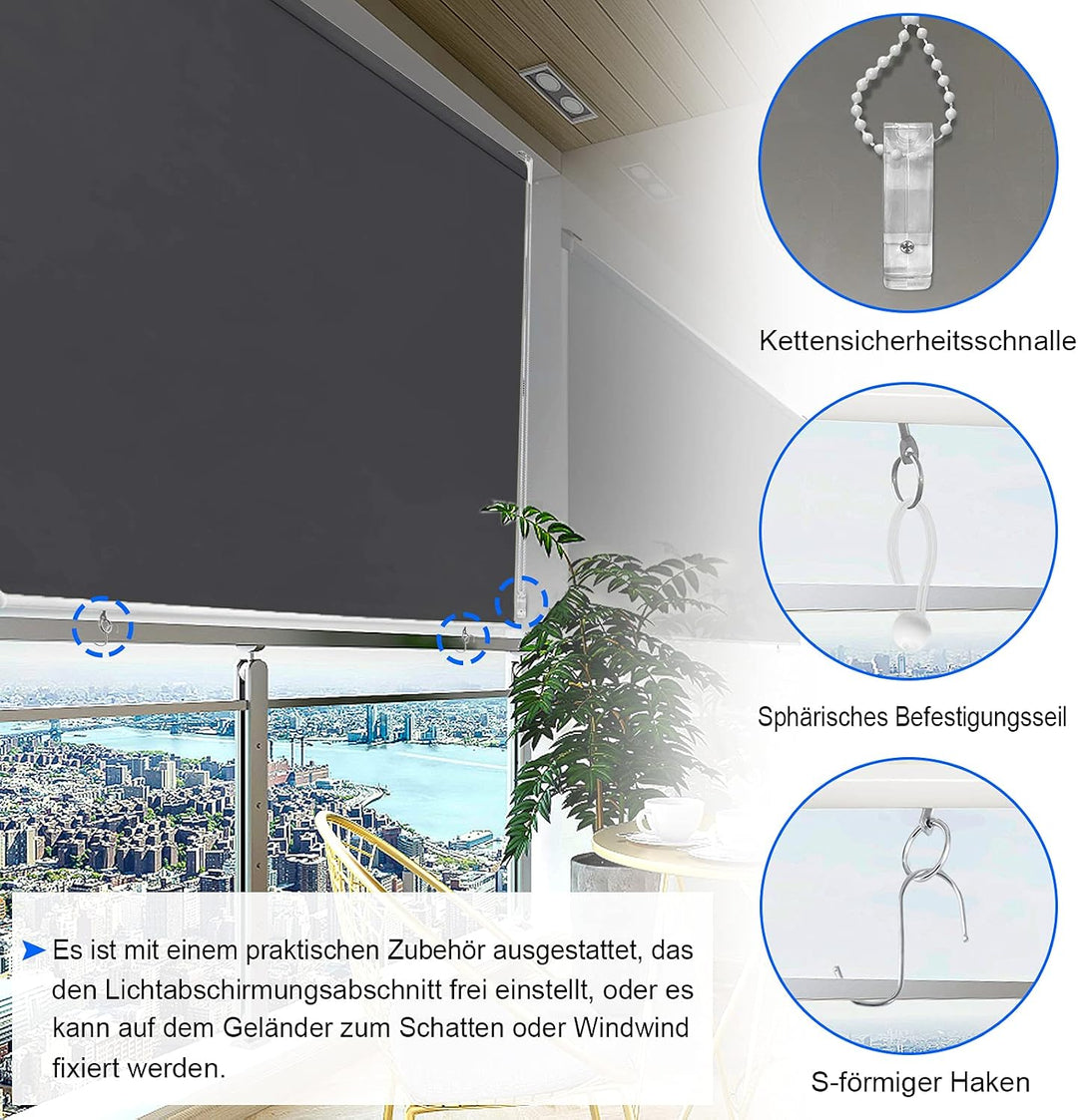 LZQ Senkrechtmarkise Balkonmarkise Sonnenschutz, UV-beständige Vertikalmarkise, Windschut und Sichts