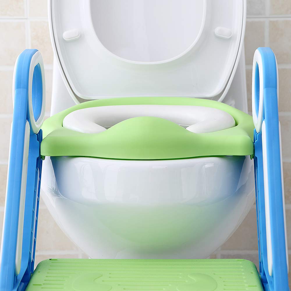 Toilettensitz kinder mit treppe, Faltbar Toilettentrainer Stabilen Rutschfesten, Kinder WC Sitz mit