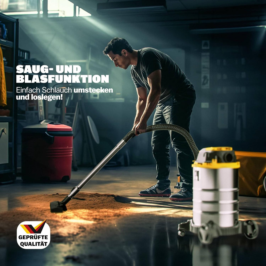 Monzana® Nass Trockensauger 30L 1200W + 1000W Steckdose GS-Zertifiziert 9m Bewegungsradius Blasfunkt