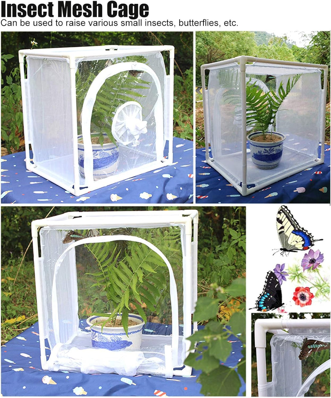 Insekt Und Schmetterling Habitat Käfig, Tragbare Schmetterlingshäuser Netzkäfig Transparent Belüftun