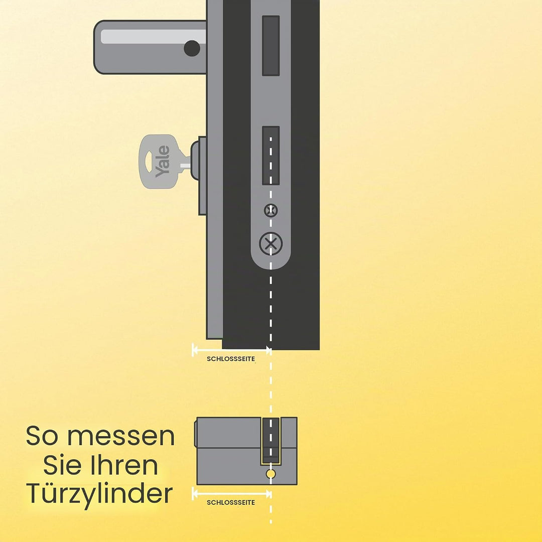 Yale Europrofil Zylinder 1000 PLUS Serie Halbzylinder 30/10mm Nickel matt mit 4 Schlüsseln ideal für