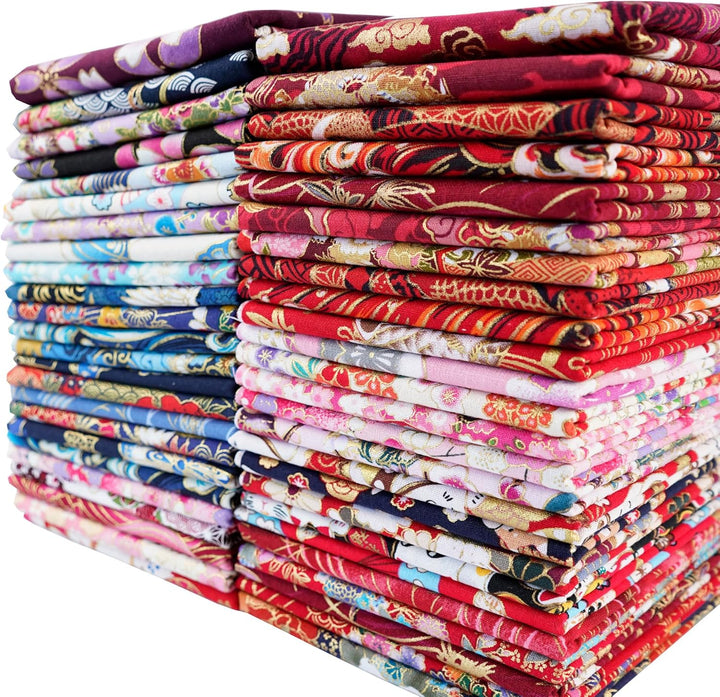 200x150 cm Japanischer Stil Baumwollstoff Meterware Bunt Gedruckt Nähstoffe mit Blume Fächer Fliegen
