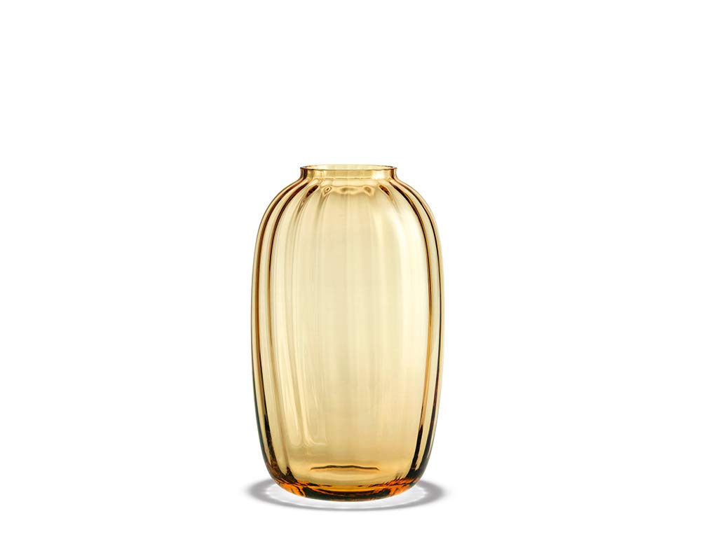 Holmegaard Vase H25.5 cm Primula Optisches Muster aus mundgeblasenem Glas, gelb 25,5 cm Gelb, 25,5 c