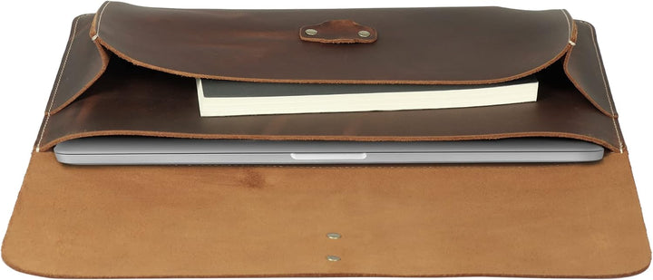 Londo Real Grain Leather MacBook Pro Case with Front Pocket &amp; Flap Closure (Zimt, 15-16 Zoll), OTTO5