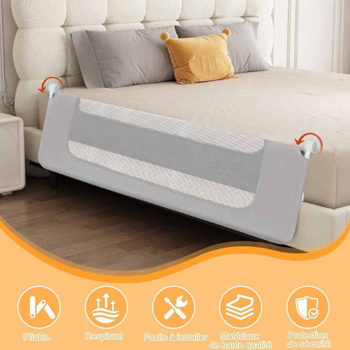 OHMG Bettgeländer,Sicherheitsgitter für Kinder,Sicherheitsgitter für Bett,höhenverstellbar,tragbar,B